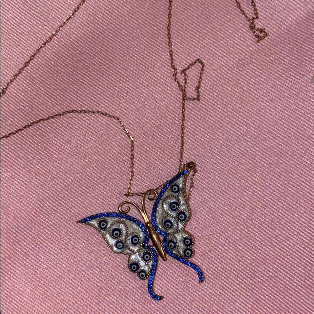 butterfly evil eye necklace